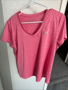 Under Armour Pink Heather V-Neck Performance Tee
